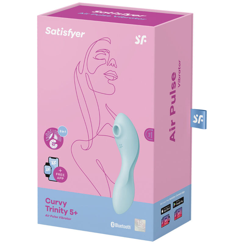 SATISFYER - CURVY TRINITY 5 AIR PULSE STIMULATOR & VIBRATOR APP BLUE SATISFYER CONNECT NOCTURNA DESIRES