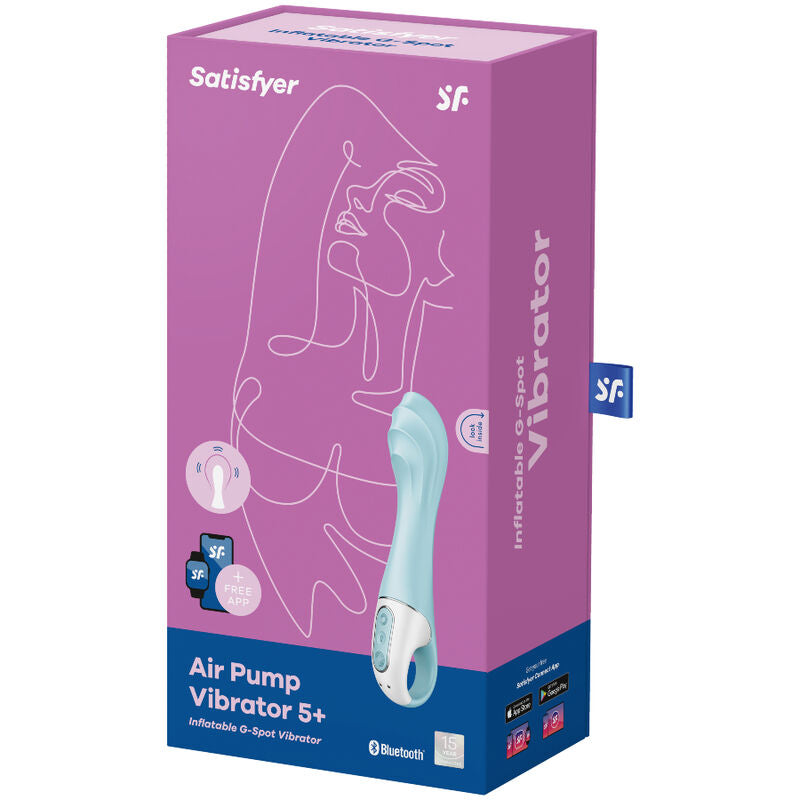 SATISFYER - AIR PUMP VIBRATOR 5+ INFLATABLE G-SPOT VIBRATOR APP BLUE - NOCTURNA DESIRES