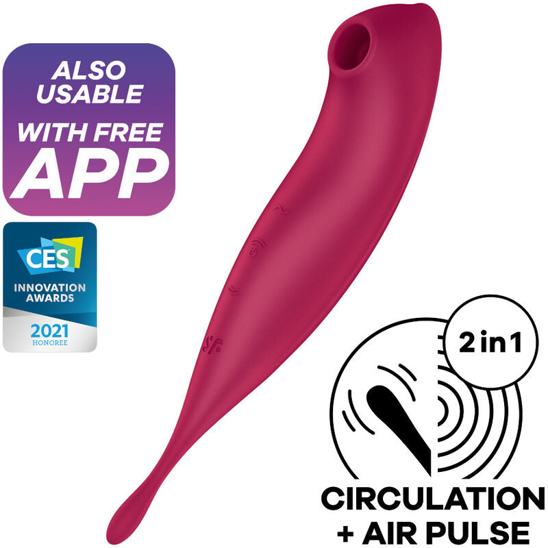 SATISFYER - TWIRLING PRO+ AIR PULSE STIMULATOR & VIBRATOR APP RED - NOCTURNA DESIRES
