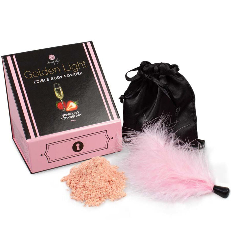 SECRETPLAY - GOLDEN LIGHT KIT SPARKLING STRAWBERRY EDIBLE POWDER & FEATHER - NOCTURNA DESIRES