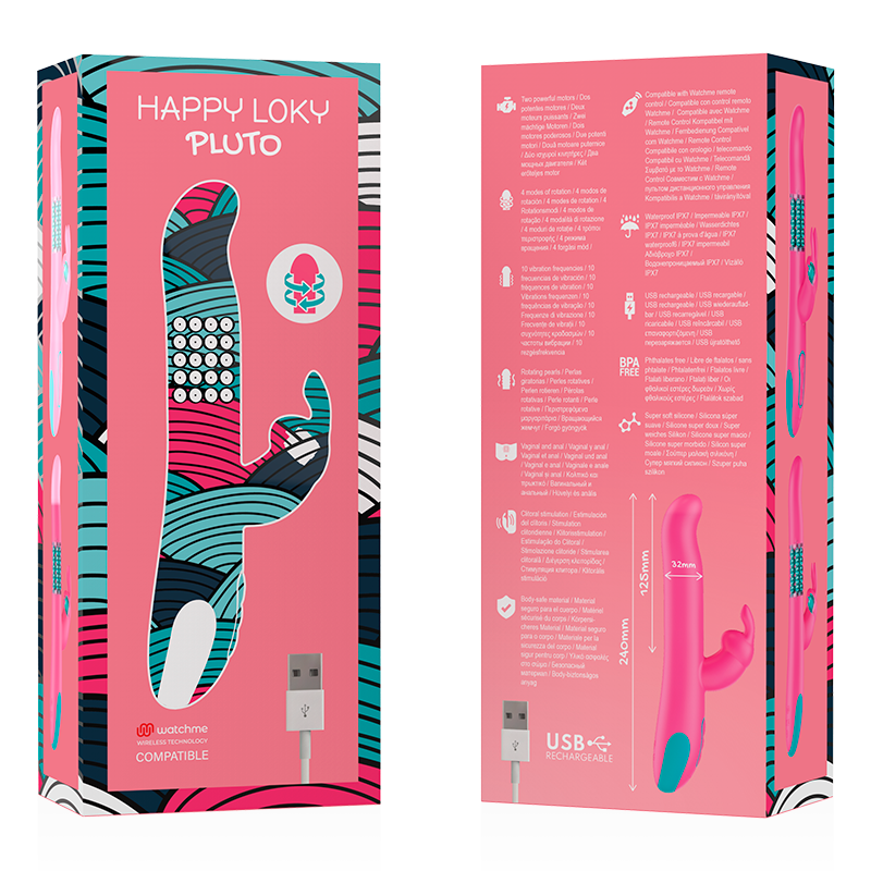 HAPPY LOKY - PLUTO RABBIT VIBRATOR & ROTATOR WATCHME WIRELESS TECHNOLOGY COMPATIBLE - NOCTURNA DESIRES