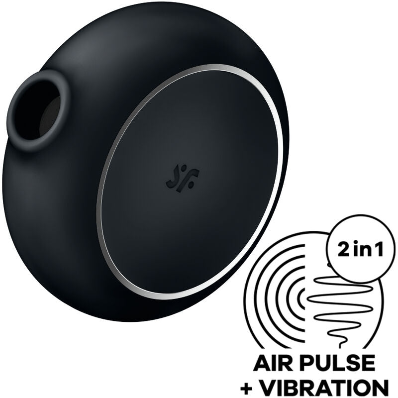 SATISFYER - PRO TO GO 3 DOUBLE AIR PULSE STIMULATOR & VIBRATOR BLACK - NOCTURNA DESIRES
