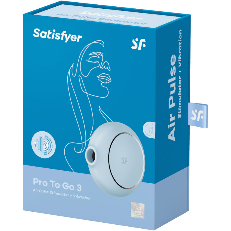 SATISFYER - PRO TO GO 3 DOUBLE AIR PULSE STIMULATOR & VIBRATOR BLUE - NOCTURNA DESIRES