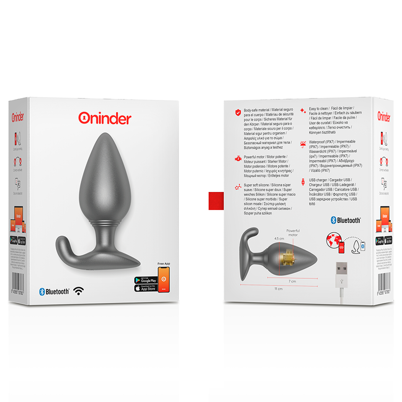 ONINDER - RIO VIBRATING ANAL PLUG BLACK - FREE APP - NOCTURNA DESIRES