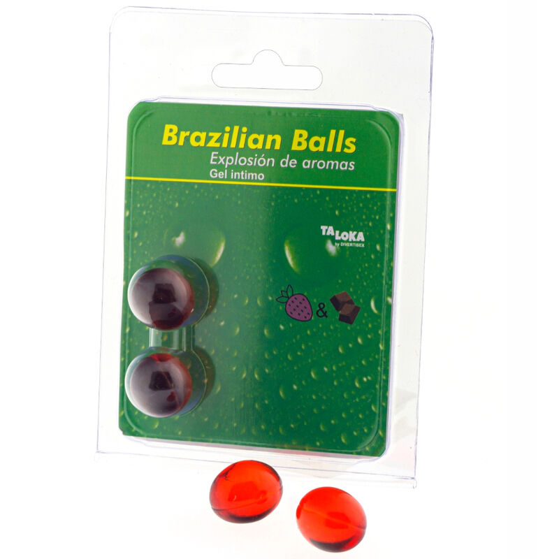 TALOKA - 2 BRAZILIAN BALLS STRAWBERRY & CHOCOLATE INTIMATE GEL - NOCTURNA DESIRES