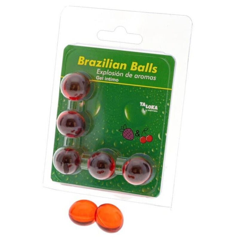 TALOKA - 5 BRAZILIAN BALLS STRAWBERRY & CHERRY INTIMATE GEL - NOCTURNA DESIRES
