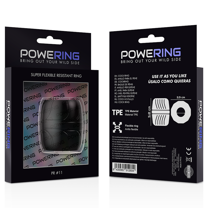 POWERING - SUPER FLEXIBLE AND RESISTANT PENIS RING 5 CM PR11 BLACK - NOCTURNA DESIRES