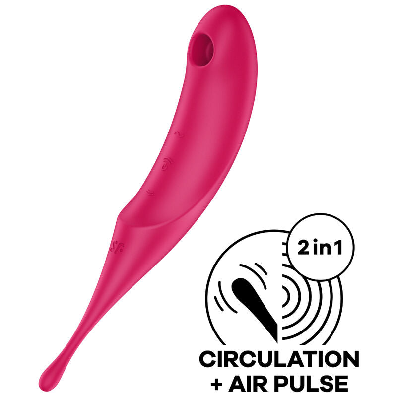 SATISFYER - TWIRLING PRO AIR PULSE STIMULATOR & VIBRATOR RED - NOCTURNA DESIRES