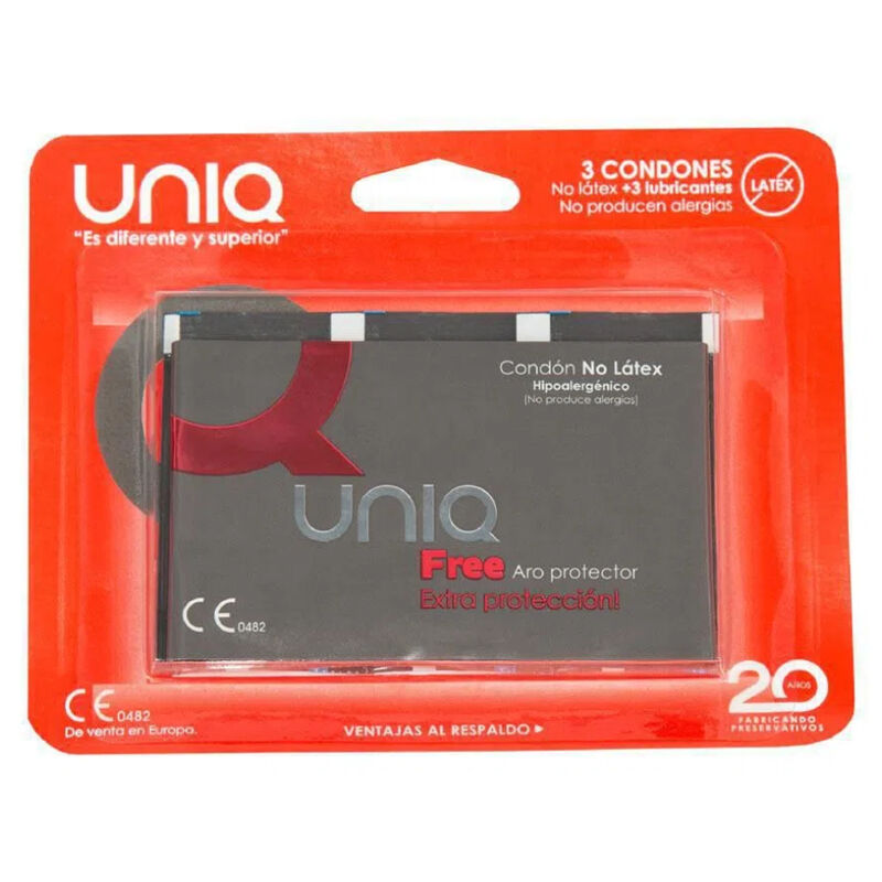 UNIQ - FREE LATEX FREE CONDOMS WITH PROTECTIVE RING 3 UNITS UNIQ NOCTURNA DESIRES