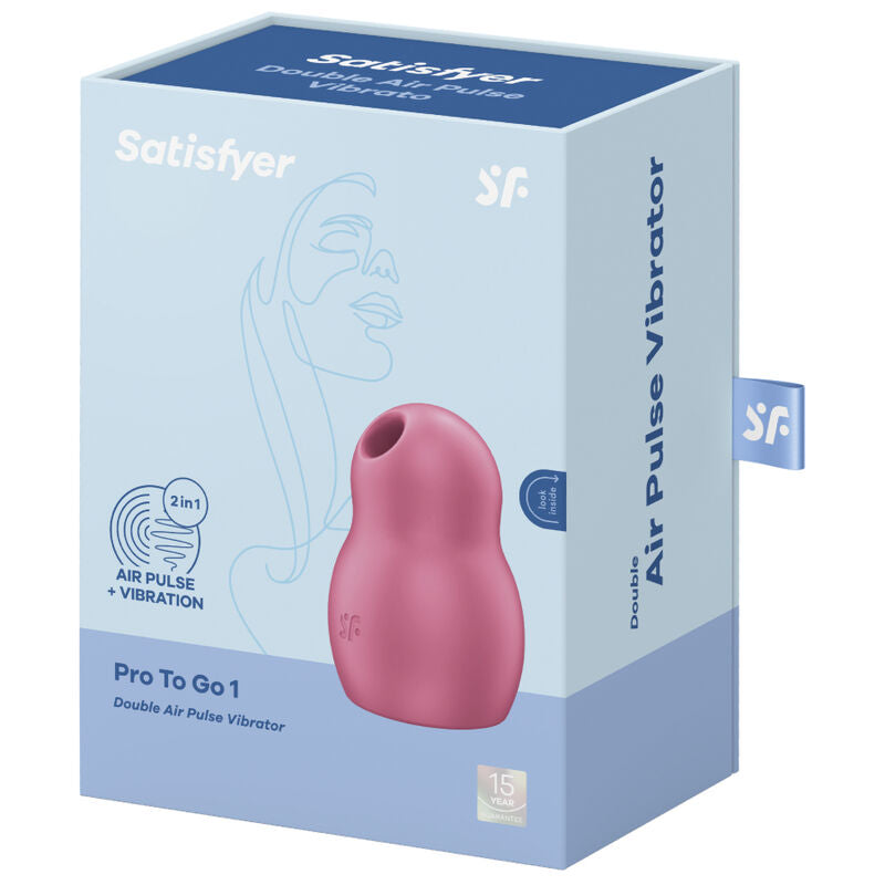 SATISFYER - PRO TO GO 1 DOUBLE AIR PULSE STIMULATOR & VIBRATOR RED - NOCTURNA DESIRES