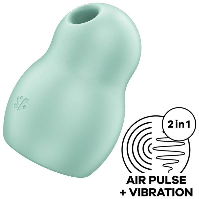 SATISFYER - PRO TO GO 1 DOUBLE AIR PULSE STIMULATOR & VIBRATOR GREEN - NOCTURNA DESIRES