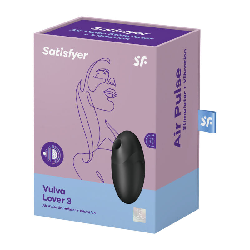 SATISFYER - VULVA LOVER 3 AIR PULSE STIMULATOR & VIBRATOR BLACK - NOCTURNA DESIRES