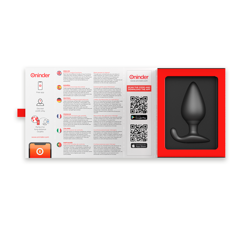 ONINDER - RIO VIBRATING ANAL PLUG BLACK - FREE APP - NOCTURNA DESIRES