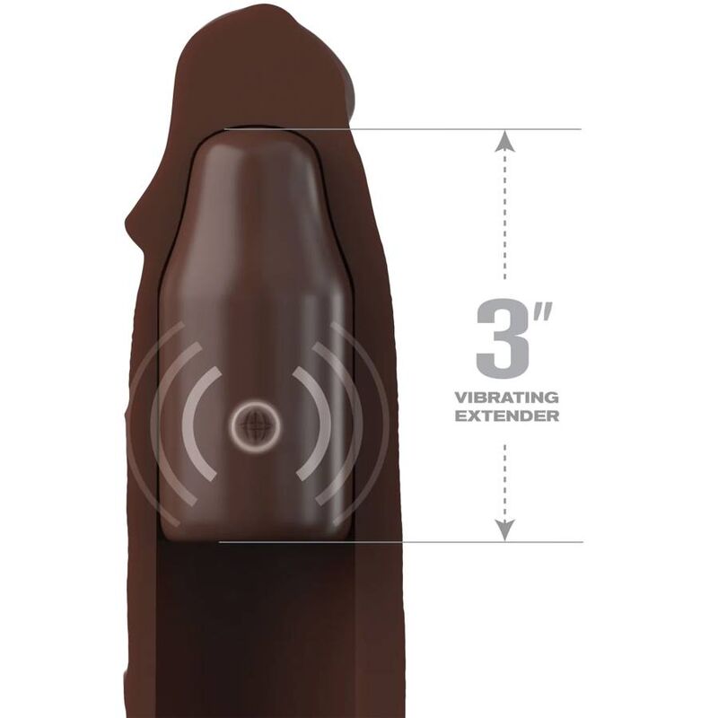FANTASY X- TENSIONS - PIPEDREAMS SLEEVE 22,86 CM + 7,62 CM PLUG REMOTE BROWN - NOCTURNA DESIRES