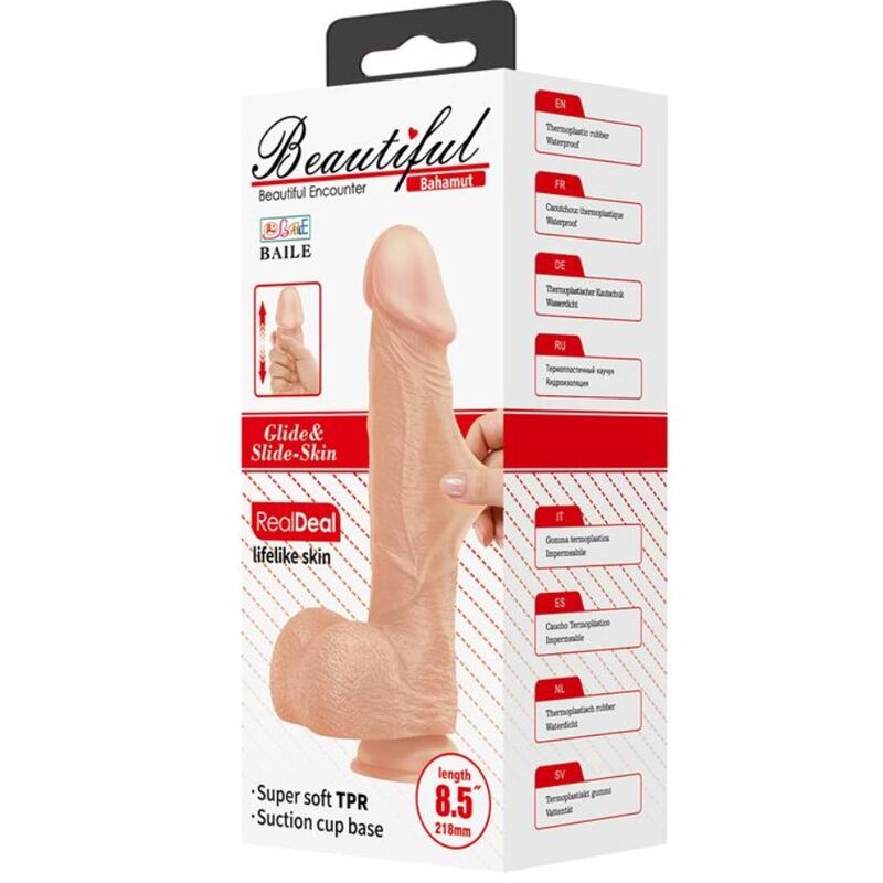 BAILE - BEAUTIFUL ENCOUNTER BAHAMUT FLEXIBLE REALISTIC DILDO 21.8 CM NATURAL - NOCTURNA DESIRES