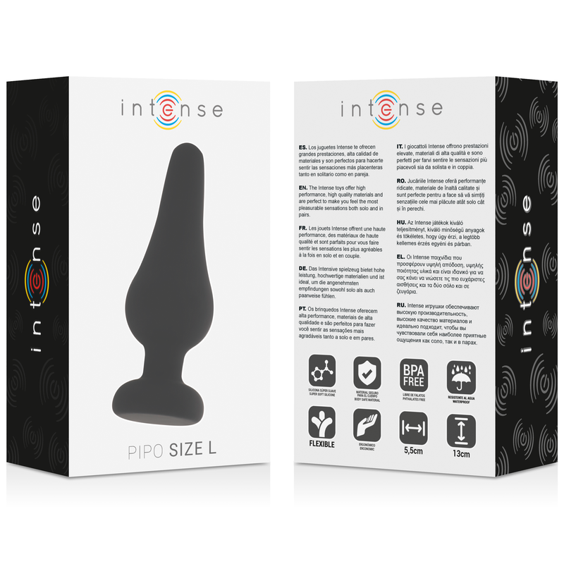 INTENSE - ANAL PLUG PIPO L BLACK SILICONE 13 CM INTENSE ANAL TOYS NOCTURNA DESIRES