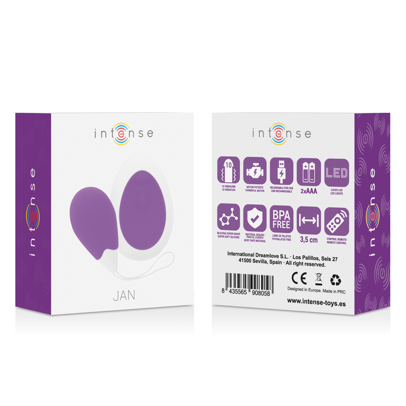 INTENSE - JAN LILAC REMOTE CONTROL VIBRATING EGG INTENSE COUPLES TOYS NOCTURNA DESIRES