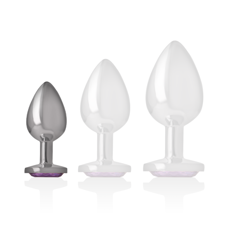 INTENSE - ALUMINUM METAL ANAL PLUG WITH VIOLET CRYSTAL SIZE S - NOCTURNA DESIRES