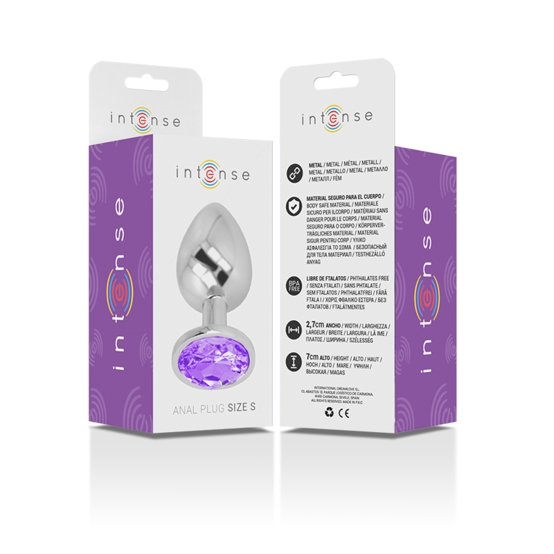 INTENSE - ALUMINUM METAL ANAL PLUG WITH VIOLET CRYSTAL SIZE S - NOCTURNA DESIRES