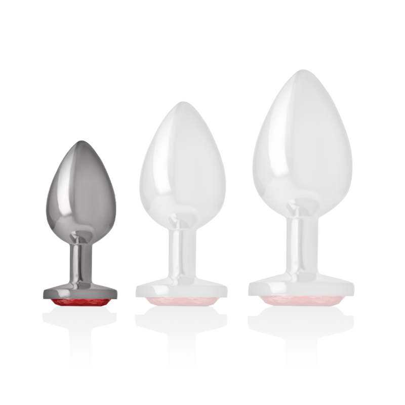 INTENSE - ALUMINUM METAL ANAL PLUG WITH RED CRYSTAL SIZE S - NOCTURNA DESIRES