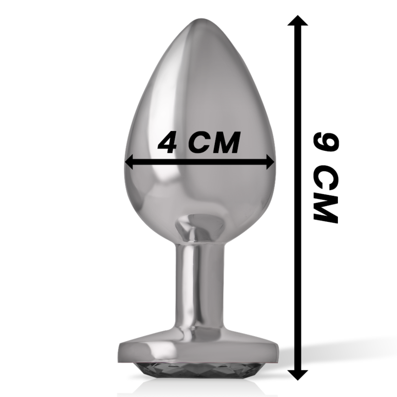 INTENSE - ALUMINUM METAL ANAL PLUG WITH BLACK GLASS SIZE L - NOCTURNA DESIRES