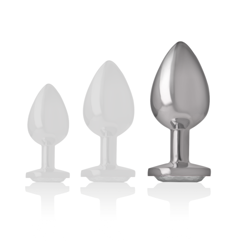 INTENSE - ALUMINUM METAL ANAL PLUG WITH SILVER CRYSTAL SIZE L - NOCTURNA DESIRES