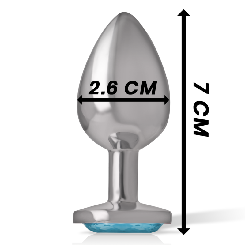 INTENSE - ALUMINUM METAL ANAL PLUG WITH BLUE CRYSTAL SIZE S - NOCTURNA DESIRES