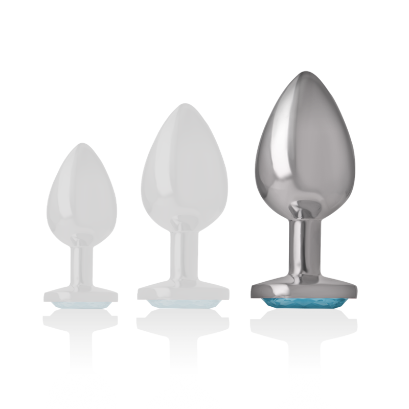 INTENSE - ALUMINUM METAL ANAL PLUG WITH BLUE CRYSTAL SIZE L - NOCTURNA DESIRES