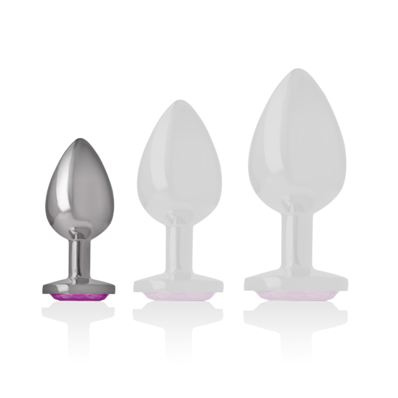 INTENSE - ALUMINUM METAL ANAL PLUG WITH PINK CRYSTAL SIZE S - NOCTURNA DESIRES