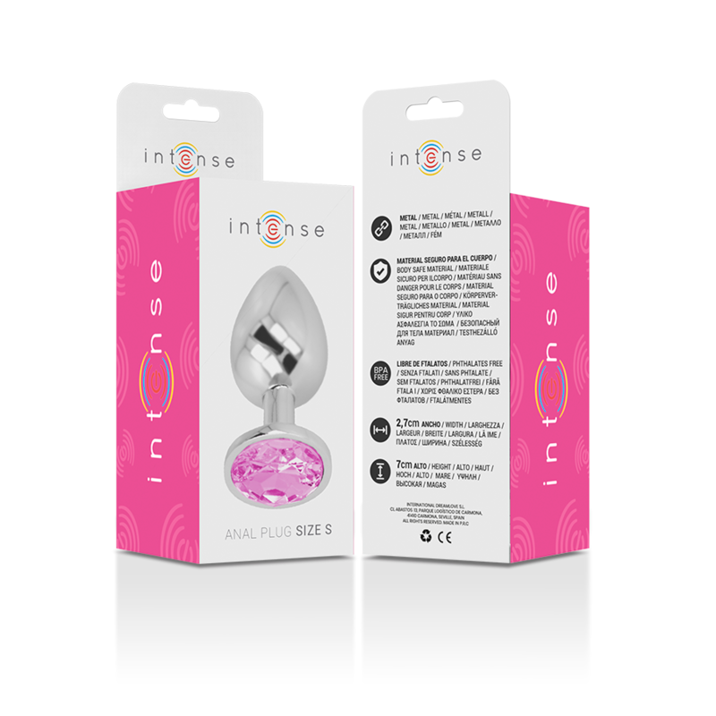 INTENSE - ALUMINUM METAL ANAL PLUG WITH PINK CRYSTAL SIZE S - NOCTURNA DESIRES