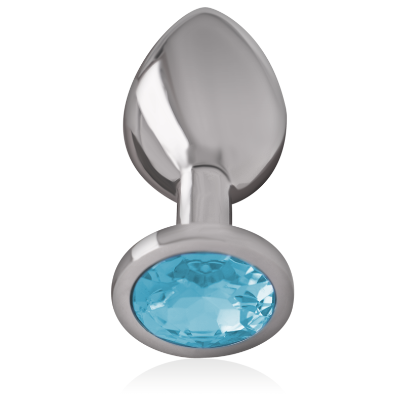 INTENSE - ALUMINUM METAL ANAL PLUG WITH BLUE CRYSTAL SIZE L - NOCTURNA DESIRES