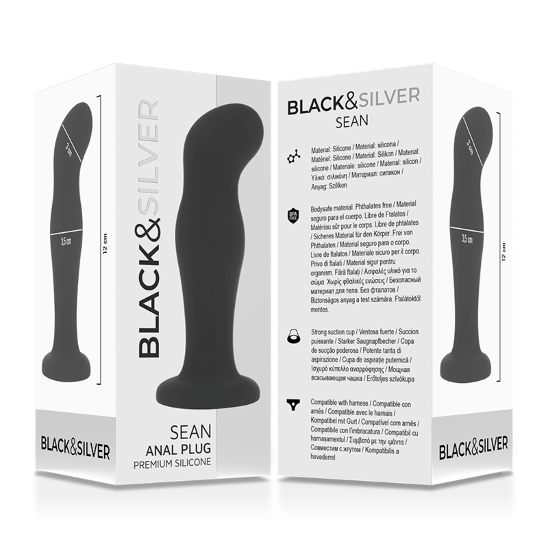BLACK&SILVER - SEAN PLUG ANAL PREMIUM SILICONE BLACK - NOCTURNA DESIRES