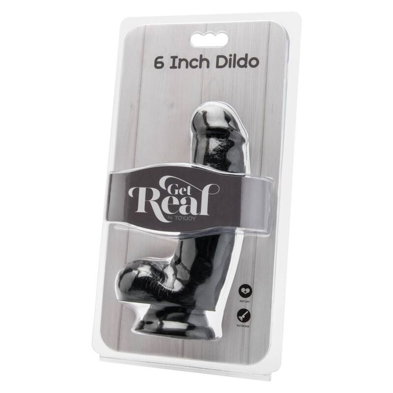 GET REAL - DILDO 12 CM WITH BALLS BLACK - NOCTURNA DESIRES