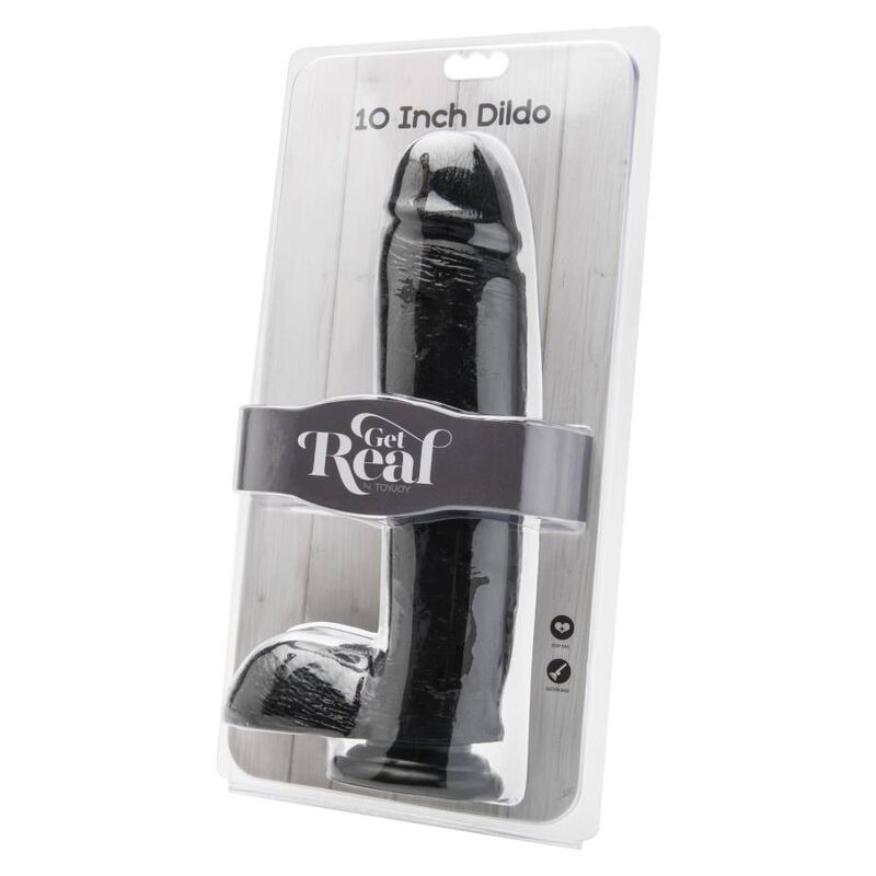 GET REAL - DILDO 25,5 CM WITH BALLS BLACK - NOCTURNA DESIRES