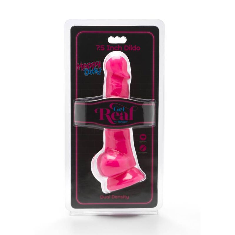 GET REAL - HAPPY DICKS 19 CM WITH BALLS PINK - NOCTURNA DESIRES