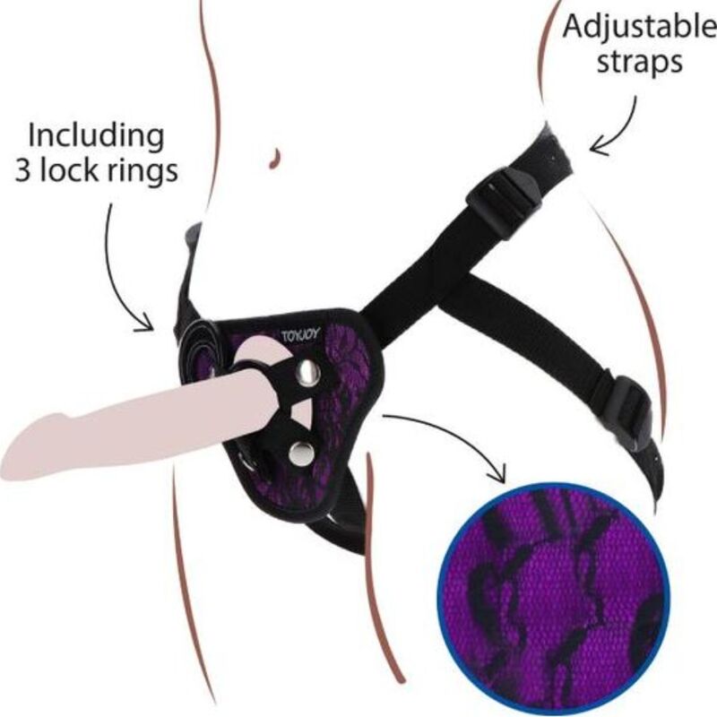 GET REAL - STRAP-ON LACE HARNESS PURPLE - NOCTURNA DESIRES