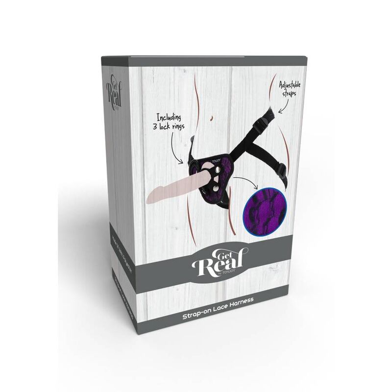 GET REAL - STRAP-ON LACE HARNESS PURPLE - NOCTURNA DESIRES