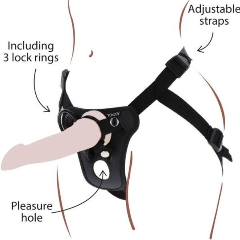 GET REAL - STRAP-ON PLEASURE HARNESS BLACK - NOCTURNA DESIRES