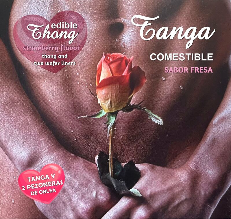 HOTFLOWERS - MEN''S THONG+ 2 STRAWBERRY WAFER NIPPLE /es/pt/en/fr/it/ - NOCTURNA DESIRES