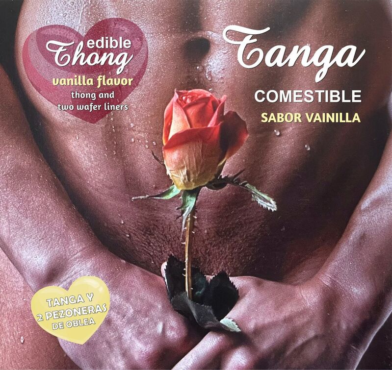 HOTFLOWERS - MEN''S THONG + 2 VANILLA WAFER NIPPLE /es/pt/en/fr/it/ - NOCTURNA DESIRES