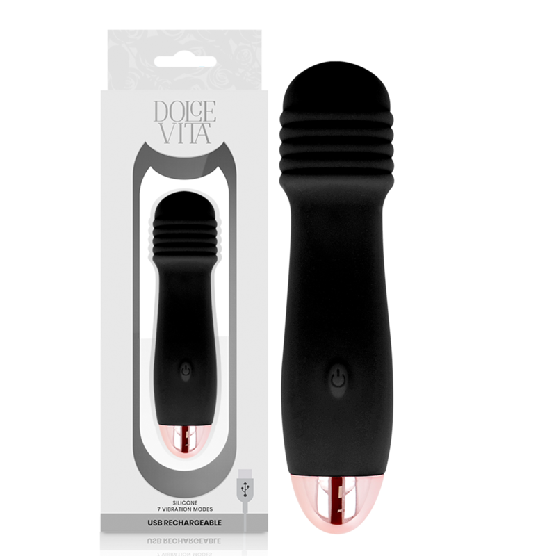 DOLCE VITA - RECHARGEABLE VIBRATOR THREE BLACK 7 SPEED - NOCTURNA DESIRES