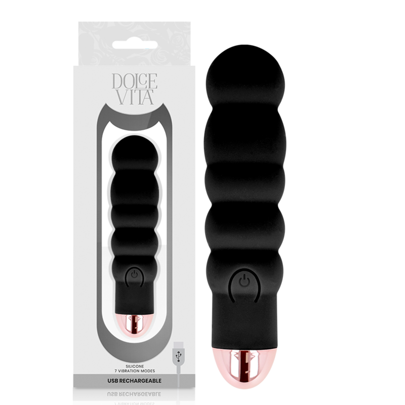 DOLCE VITA - RECHARGEABLE VIBRATOR SIX BLACK 7 SPEEDS - NOCTURNA DESIRES