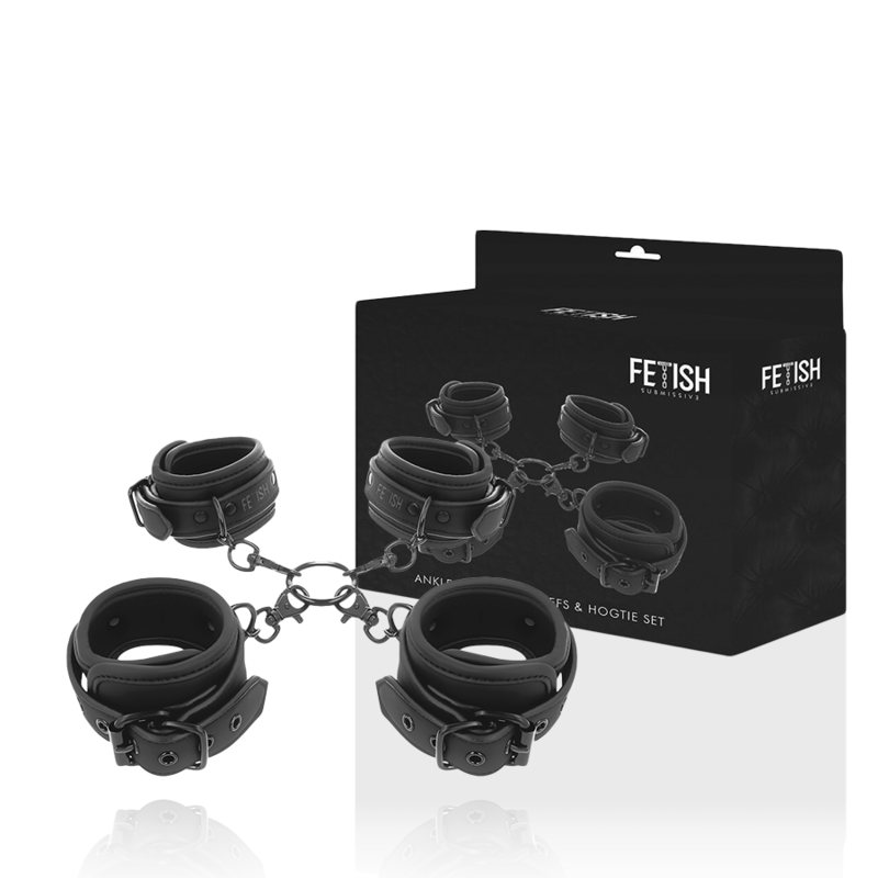 FETISH SUBMISSIVE - SET OF HAND AND ANKLE HANDCUFFS WITH NOPRENE LINING FETISH SUBMISSIVE BONDAGE NOCTURNA DESIRES