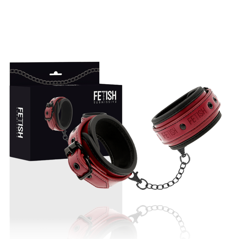 FETISH SUBMISSIVE DARK ROOM - VEGAN LEATHER HANDCUFFS WITH NEOPRENE LINING - NOCTURNA DESIRES