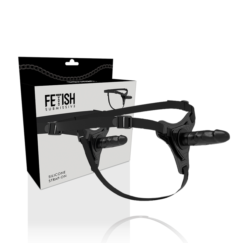 FETISH SUBMISSIVE HARNESS - REALISTIC BLACK SILICONE 15 CM - NOCTURNA DESIRES