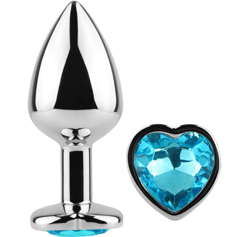 SECRETPLAY - METAL BUTT PLUG BLUE HEART SMALL SIZE 7 CM - NOCTURNA DESIRES