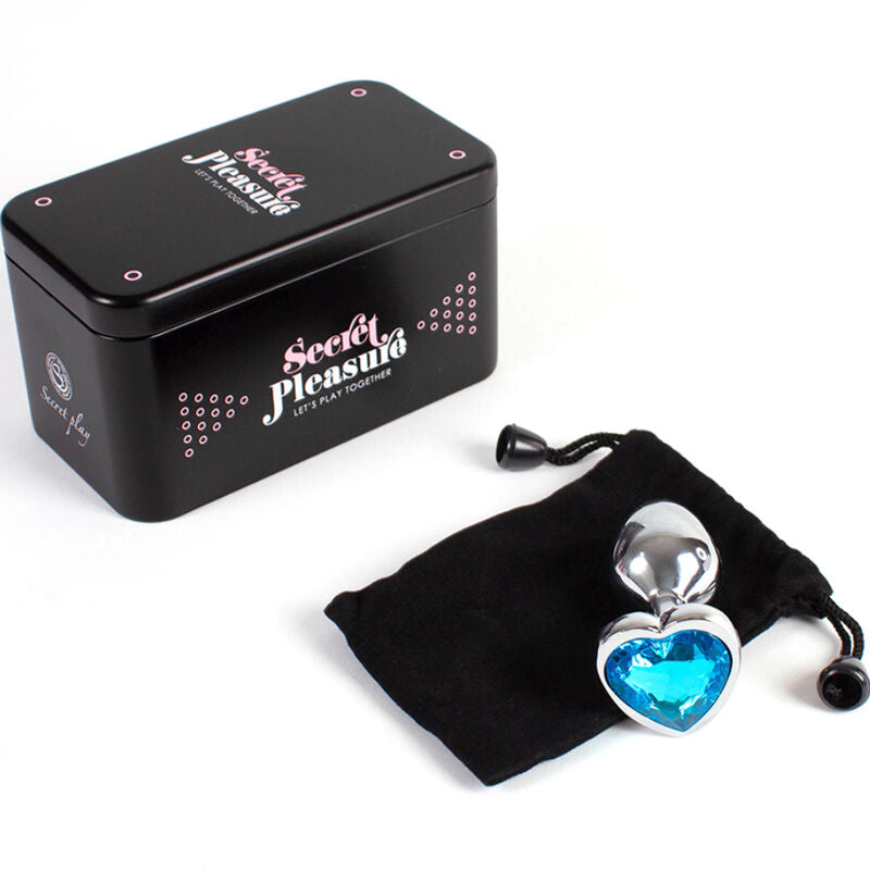 SECRETPLAY - METAL BUTT PLUG BLUE HEART SMALL SIZE 7 CM - NOCTURNA DESIRES