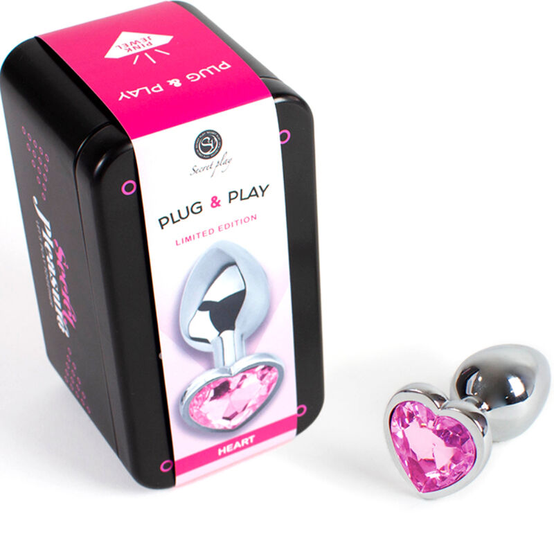 SECRETPLAY - METAL BUTT PLUG FUCHSIA HEART SMALL SIZE 7 CM - NOCTURNA DESIRES