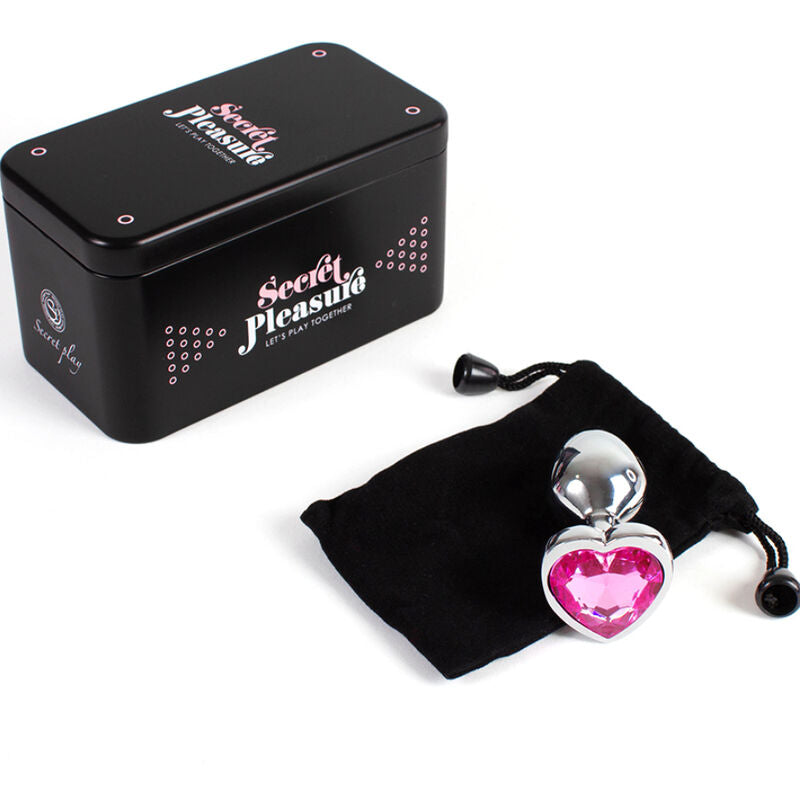 SECRETPLAY - METAL BUTT PLUG FUCHSIA HEART SMALL SIZE 7 CM - NOCTURNA DESIRES