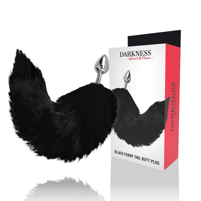 DARKNESS - SILVER ANAL PLUG 8 CM WITH BLACK TAIL - NOCTURNA DESIRES